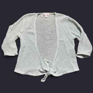 Christopher & Banks Baby Blue Crochet Cardigan Womens Size Small 3/4 sleeve